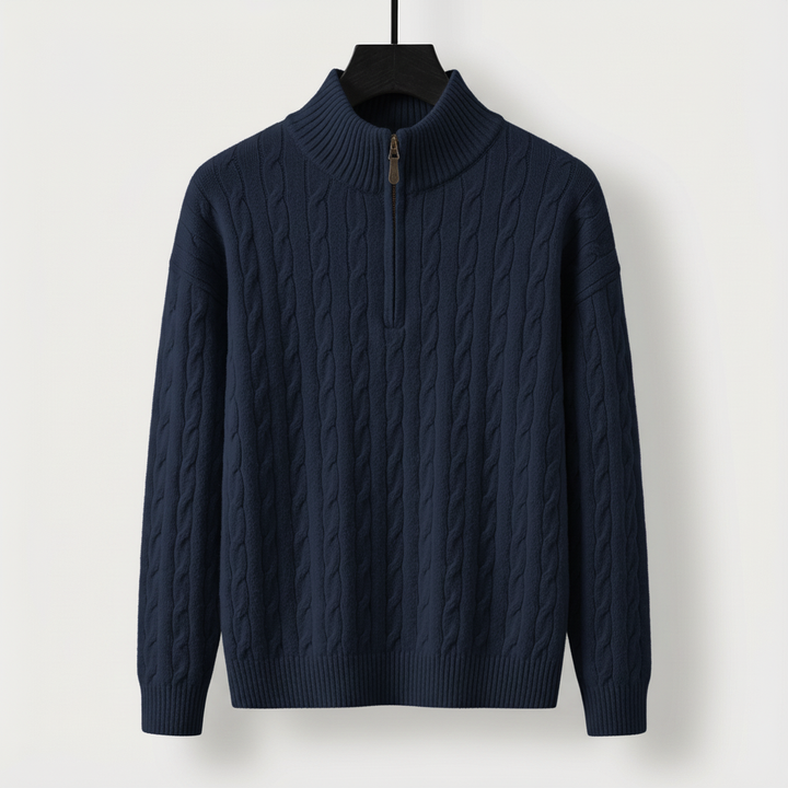 Men's Cable-Knit Half-Zip Jumper – Stand-Collar Sweater – view 5