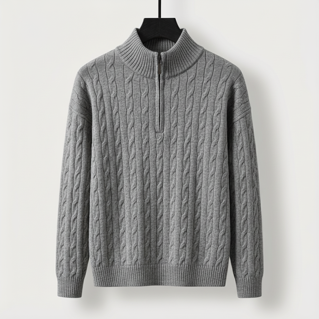 Men's Cable-Knit Half-Zip Jumper – Stand-Collar Sweater – view 6