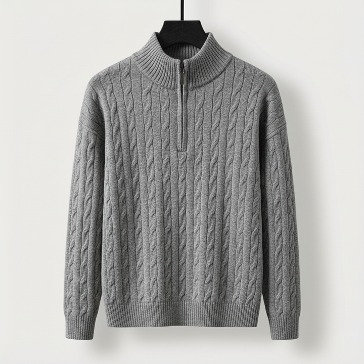 Men's Cable-Knit Half-Zip Jumper – Stand-Collar Sweater – view 6