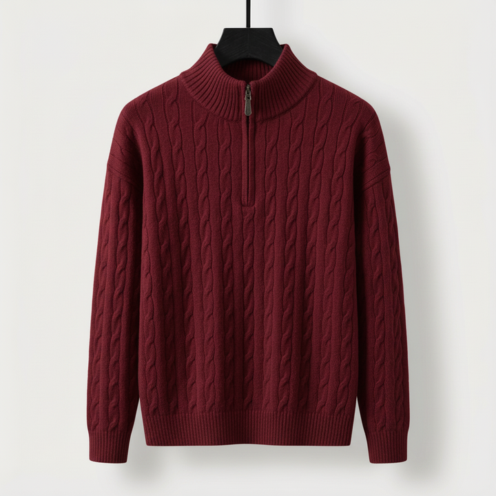 Men's Cable-Knit Half-Zip Jumper – Stand-Collar Sweater – view 7