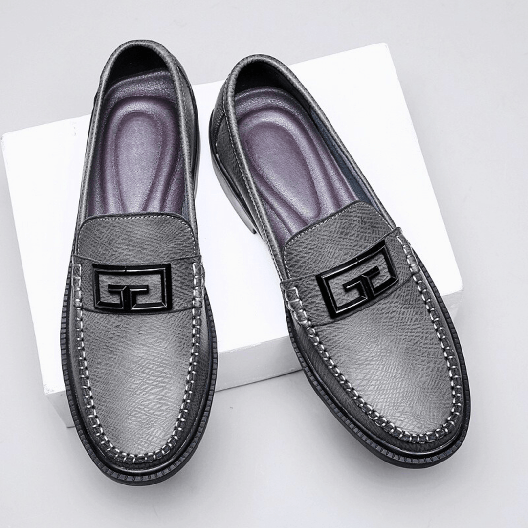 Men's Leather Buckle Loafers – Smart-Casual Slip-On Shoes