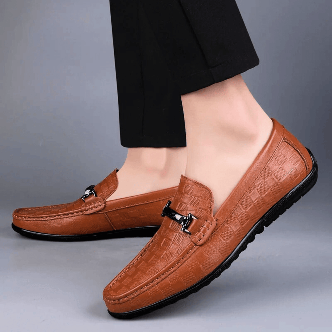 Men's Embossed Leather Woven Loafers – Smart Casual Slip-Ons – view 12
