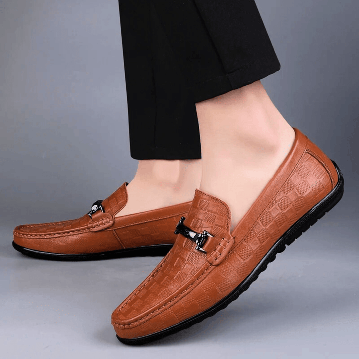 Men's Embossed Leather Woven Loafers – Smart Casual Slip-Ons – view 12