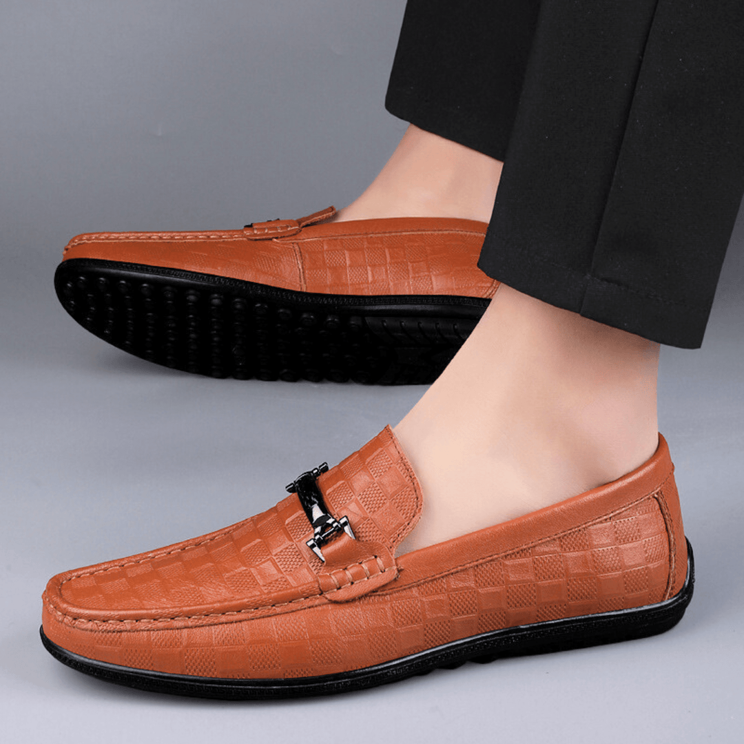 Men's Embossed Leather Woven Loafers – Smart Casual Slip-Ons – view 11