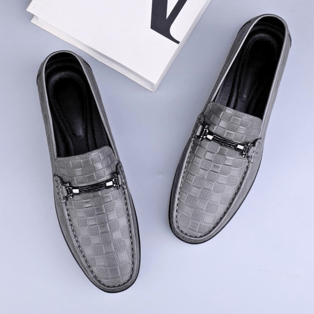 Men's Embossed Leather Woven Loafers – Smart Casual Slip-Ons – view 7