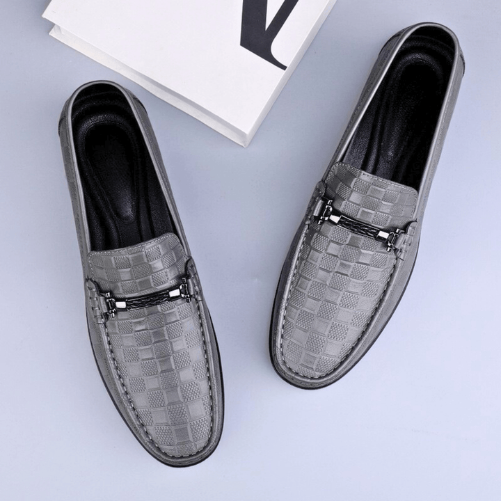 Men's Embossed Leather Woven Loafers – Smart Casual Slip-Ons – view 7