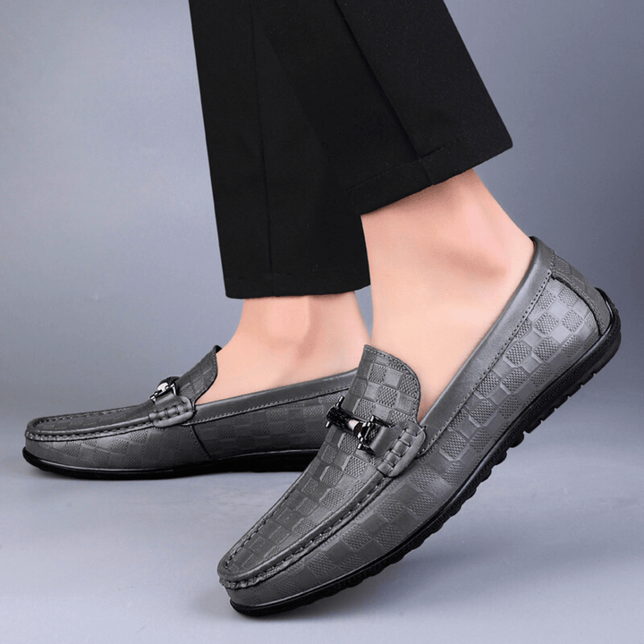Men's Embossed Leather Woven Loafers – Smart Casual Slip-Ons – view 8