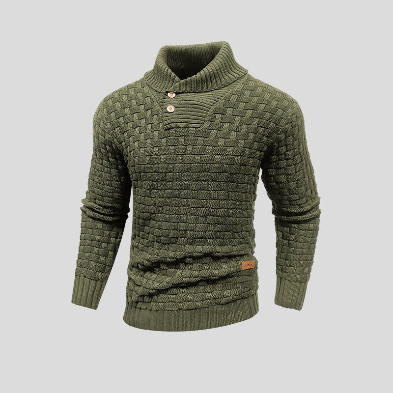 Men's Cotton Bamboo Jumper – Warm Knitted Sweater for Winter – Green