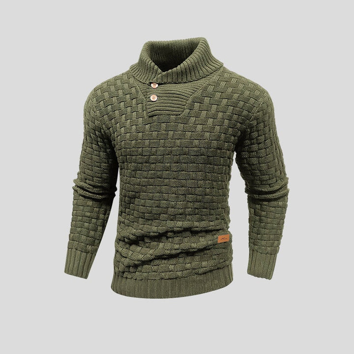 Men's Cotton Bamboo Jumper – Warm Knitted Sweater for Winter – Green