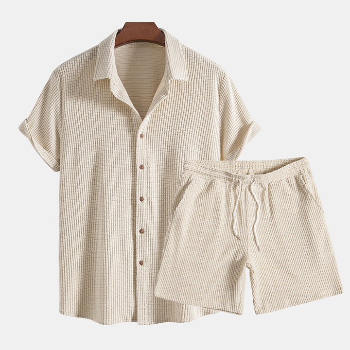 Men's Waffle Knit Lounge Set – Soft Polo Collar Co-ord