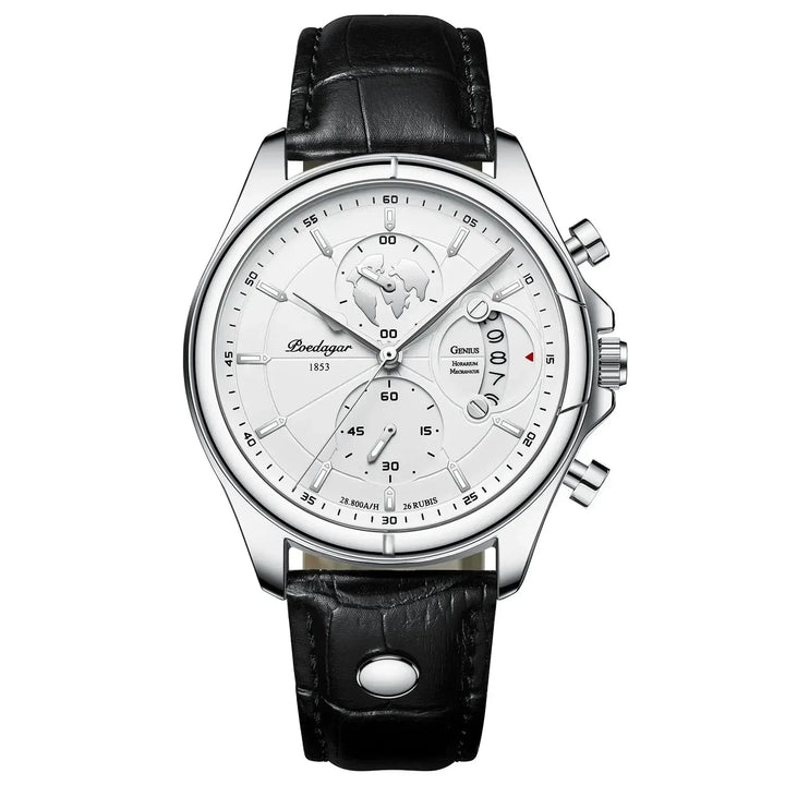 Men's Chronograph Watch – Atelier Leather Strap Dress Timepiece – view 9