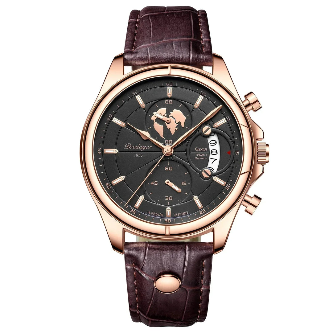 Men's Chronograph Watch – Atelier Leather Strap Dress Timepiece – view 6