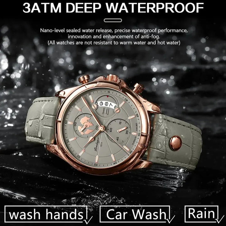 Men's Chronograph Watch – Atelier Leather Strap Dress Timepiece – view 5