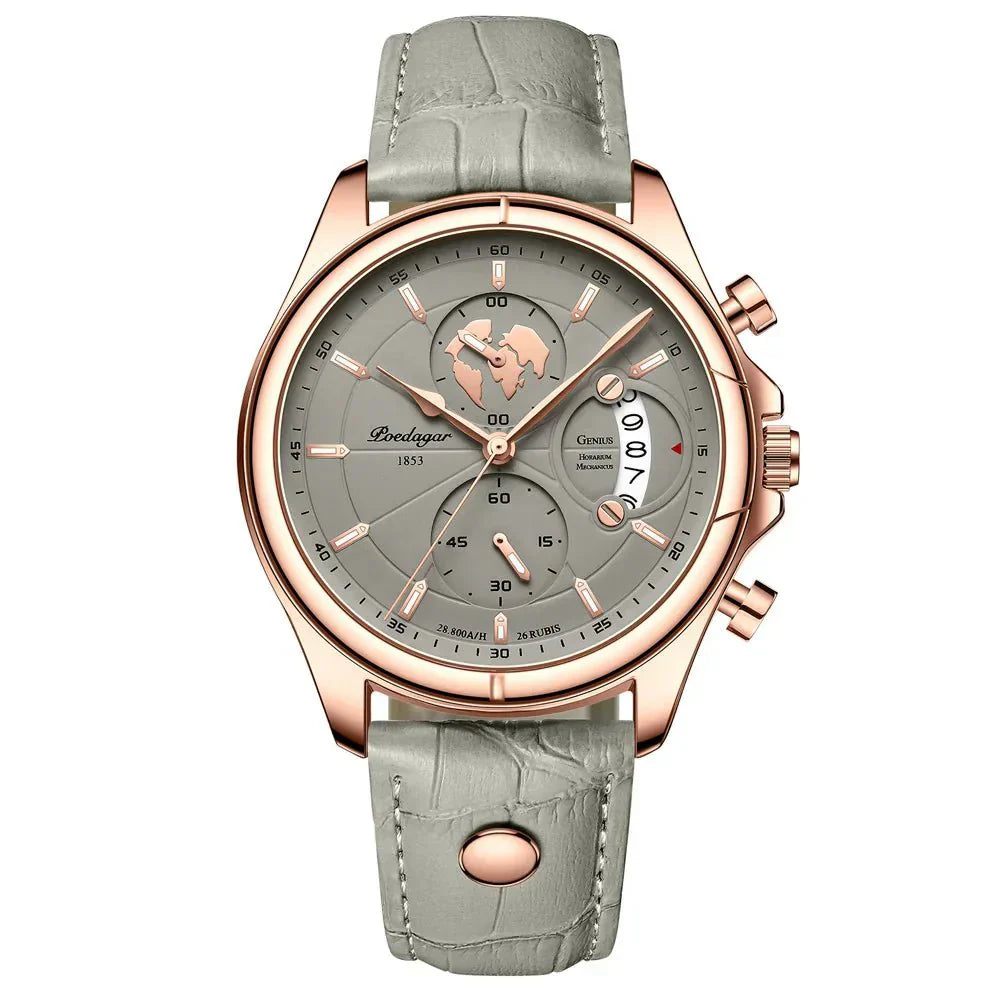 Men's Chronograph Watch – Atelier Leather Strap Dress Timepiece