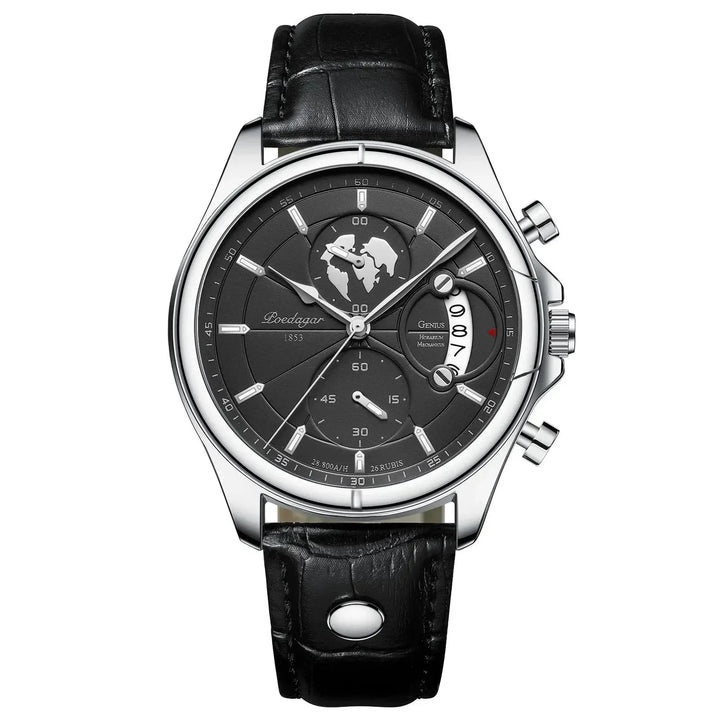 Men's Chronograph Watch – Atelier Leather Strap Dress Timepiece – view 10