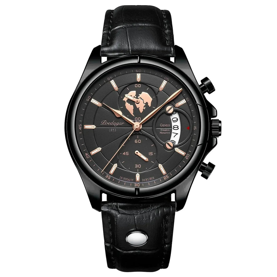 Men's Chronograph Watch – Atelier Leather Strap Dress Timepiece – view 8