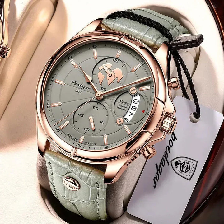 Men's Chronograph Watch – Atelier Leather Strap Dress Timepiece – view 2