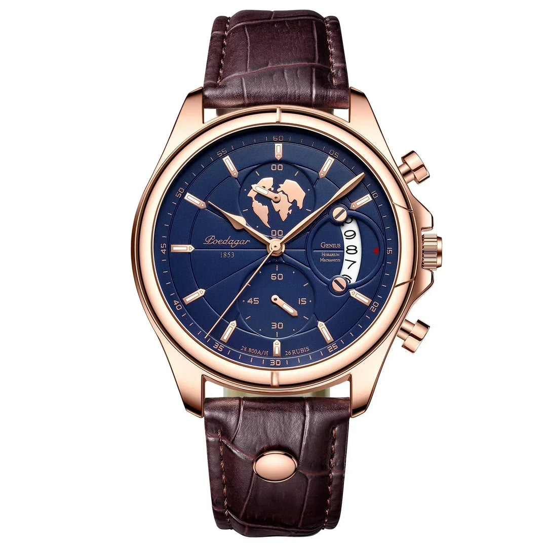 Men's Chronograph Watch – Atelier Leather Strap Dress Timepiece – view 7
