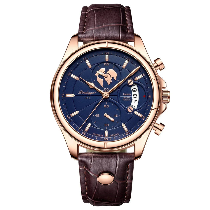 Men's Chronograph Watch – Atelier Leather Strap Dress Timepiece – view 7