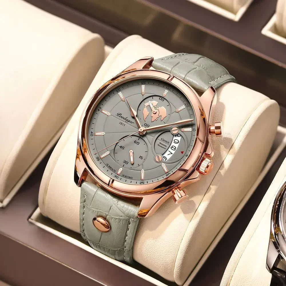 Men's Chronograph Watch – Atelier Leather Strap Dress Timepiece – view 4
