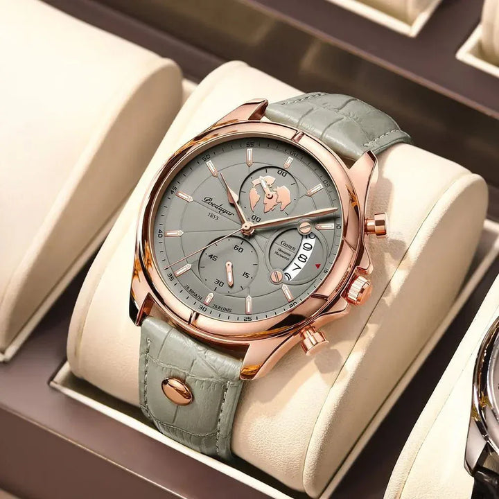 Men's Chronograph Watch – Atelier Leather Strap Dress Timepiece – view 4