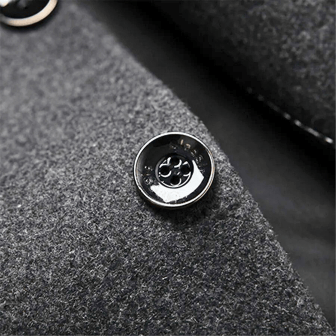 Men's Wool Blend Overcoat – Slim Mandarin Collar City Coat – view 6