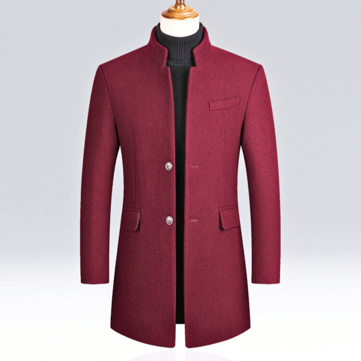 Men's Wool Blend Overcoat – Slim Mandarin Collar City Coat