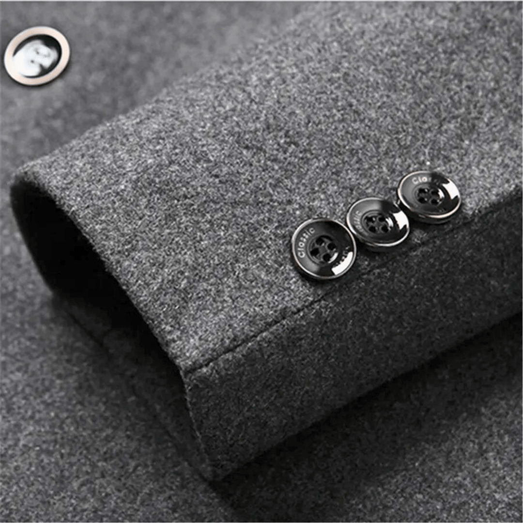 Men's Wool Blend Overcoat – Slim Mandarin Collar City Coat – view 5