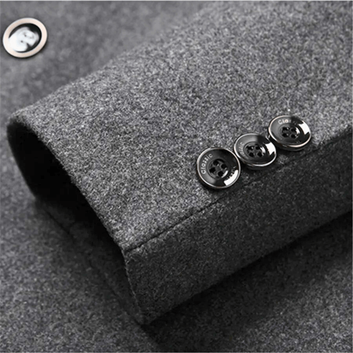 Men's Wool Blend Overcoat – Slim Mandarin Collar City Coat – view 5