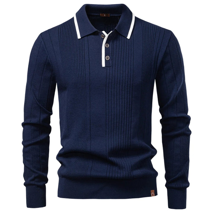 Men's Fine-Gauge Ribbed Knit Polo Shirt – Smart Casual Wear – view 4