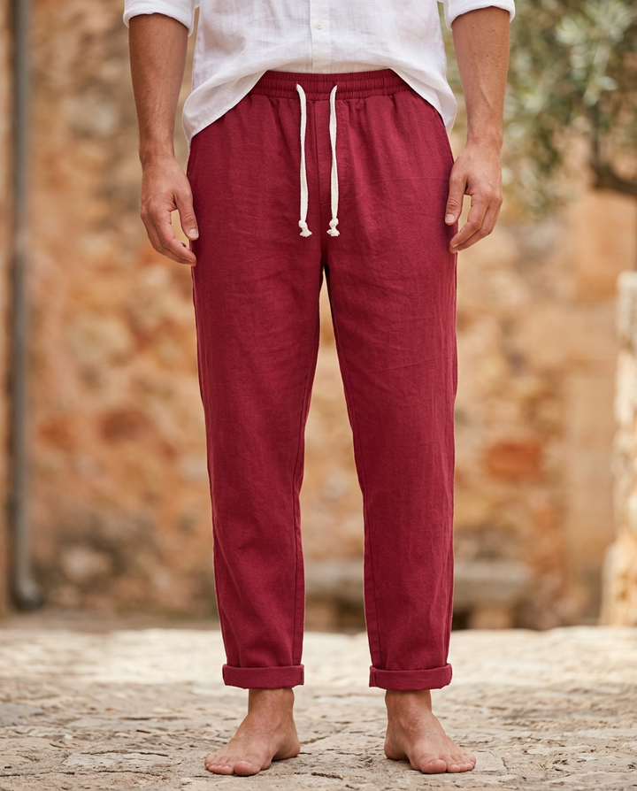 Men's Linen Trousers – Massimo Relaxed Drawstring Summer Fit – view 9