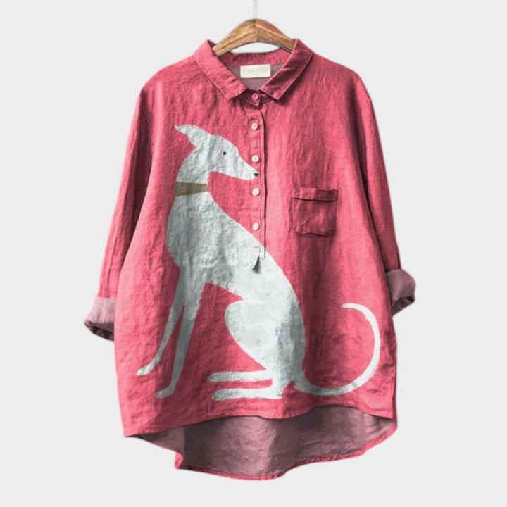 Women's Printed Linen Blouse - Effortless Summer Elegance