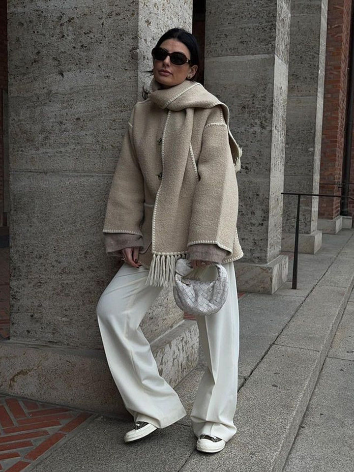 Women's 2-in-1 Scarf Coat – Plush Tailored Winter Elegance – view 9
