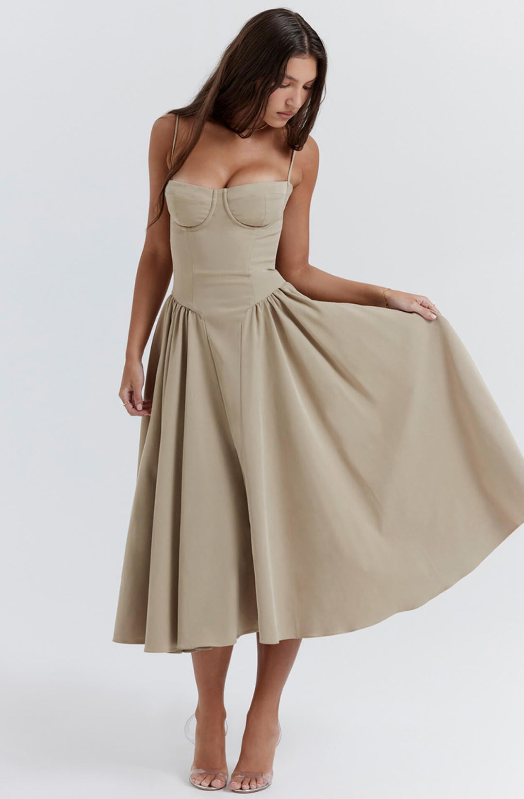 Women's Corset Midi Dress – Underwired Bust – Flattering Fit – view 11