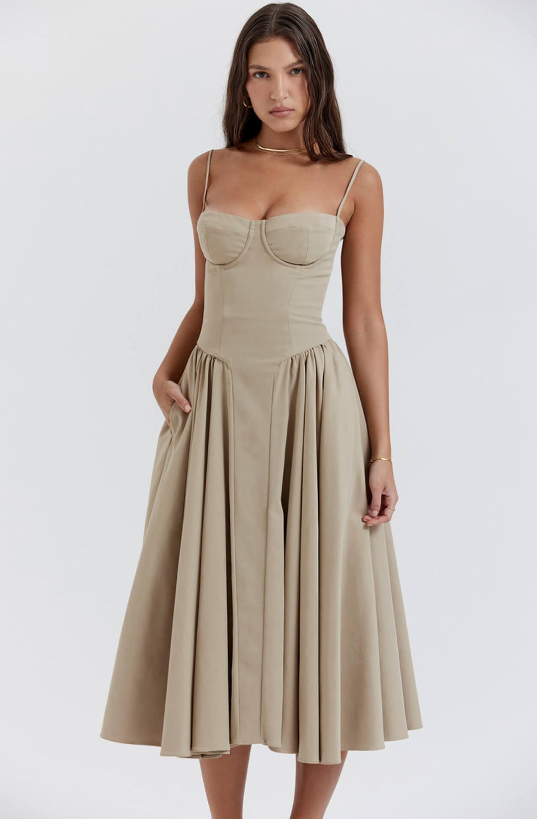 Women's Corset Midi Dress – Underwired Bust – Flattering Fit – view 7