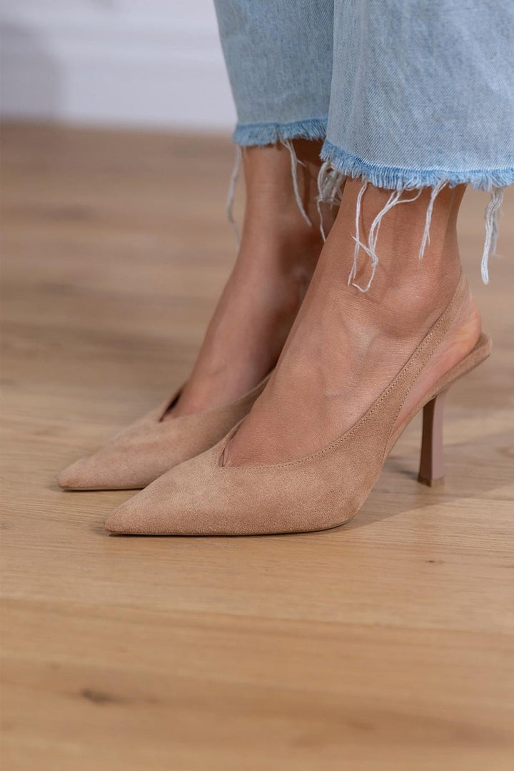 Women's Suede Slingback Heels - Timeless Pointed Toe