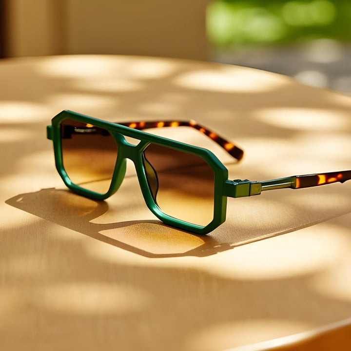 Men's Leopard Print Sunglasses – UV400 Lightweight Angular Frames – view 7