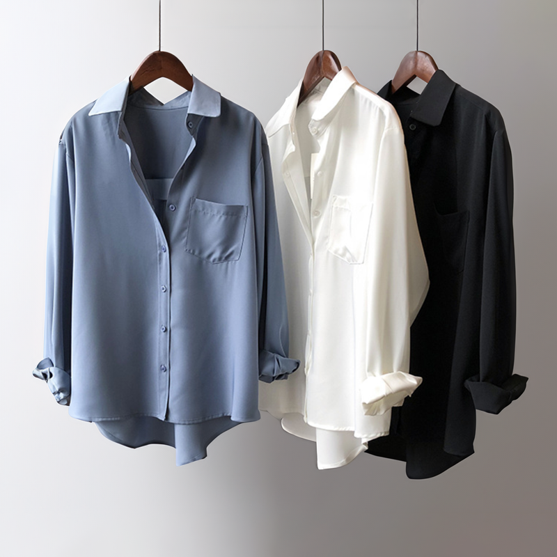 Women's Satin Blouse – Elegant High-Low Hem for Work to Evening – view 2