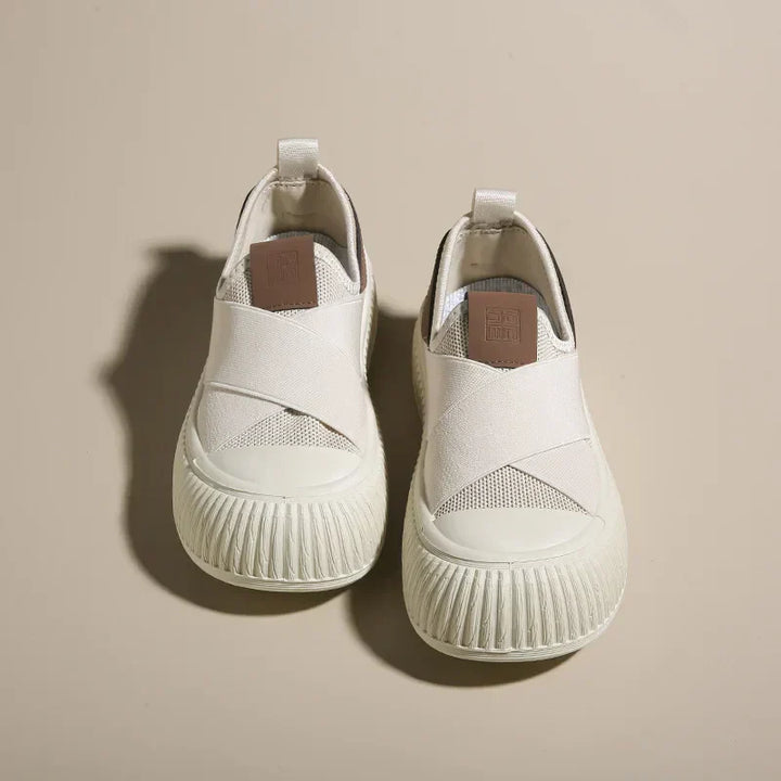 Women's Cross-Band Slip-On Trainers – Lightweight Mesh Shoes