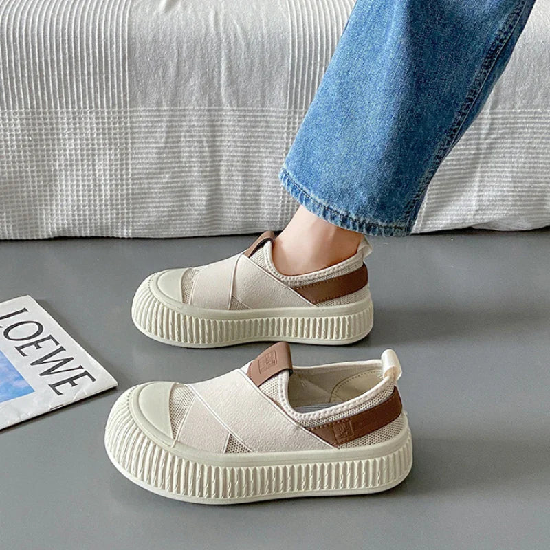 Women's Cross-Band Slip-On Trainers – Lightweight Mesh Shoes – view 12