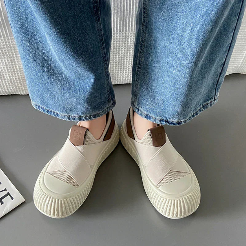 Women's Cross-Band Slip-On Trainers – Lightweight Mesh Shoes – view 11