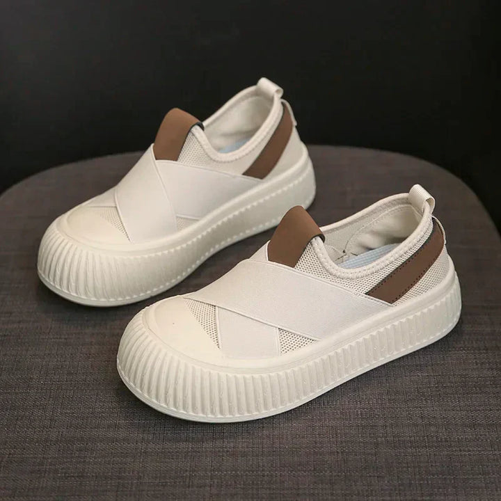 Women's Cross-Band Slip-On Trainers – Lightweight Mesh Shoes