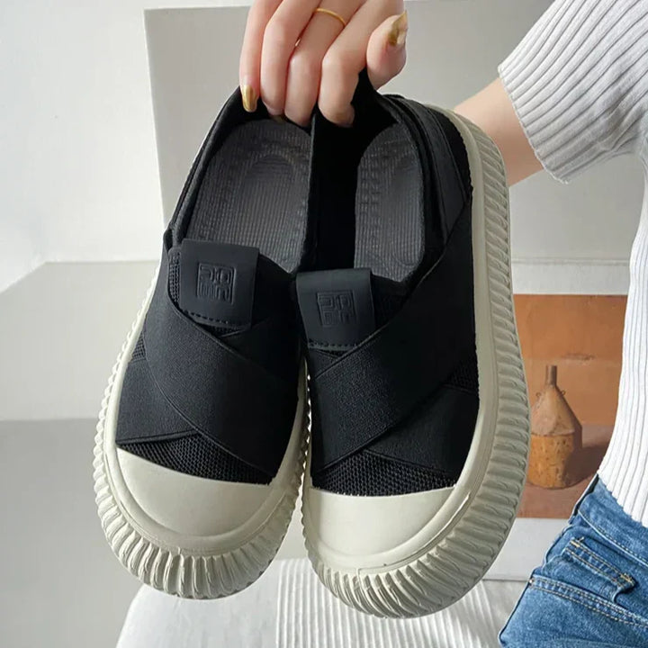 Women's Cross-Band Slip-On Trainers – Lightweight Mesh Shoes – view 9
