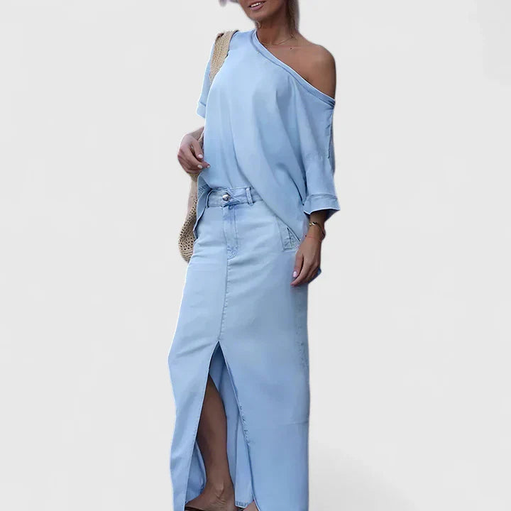 Women's Two-Piece Maxi Skirt Set - Elegant & Versatile
