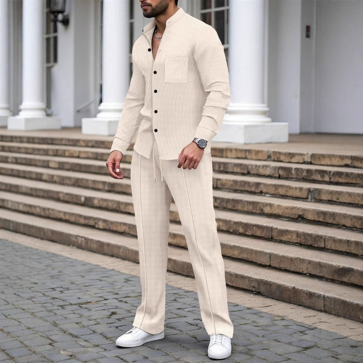 Men's Waffle Knit Shirt & Trousers Set – Relaxed Two-Piece – view 6