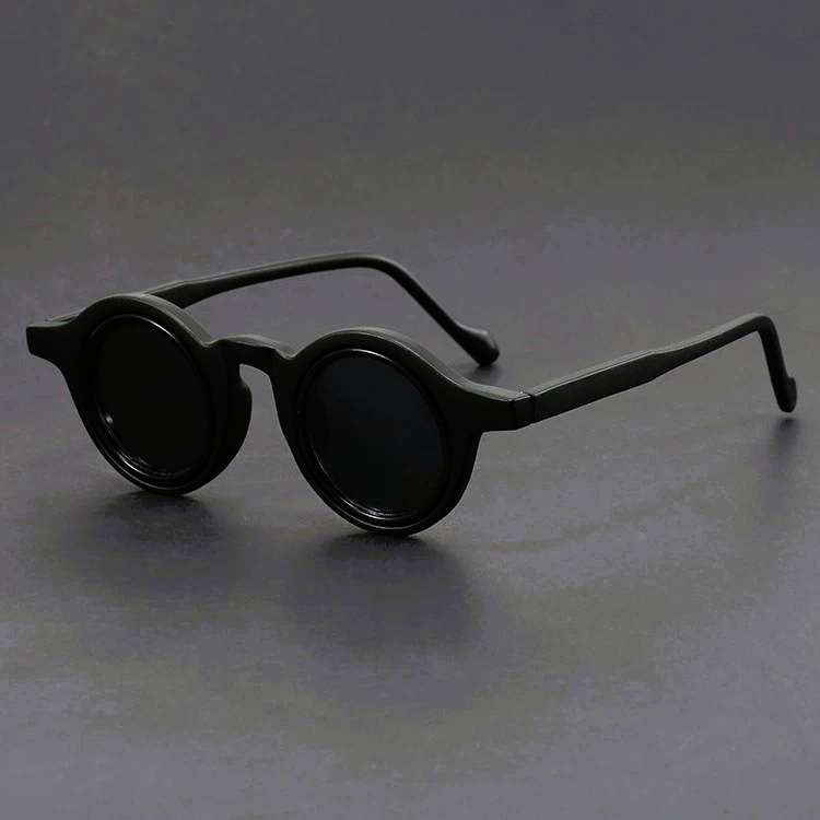 Men's Round Acetate Sunglasses – Retro Frames with UV Protection – Black