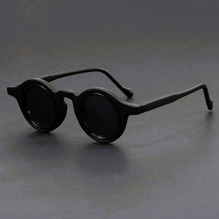 Men's Round Acetate Sunglasses – Retro Frames with UV Protection – Black
