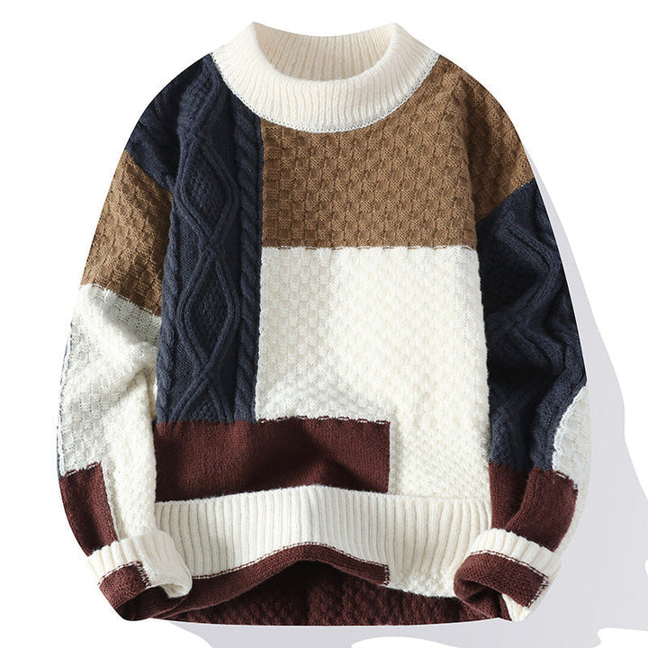 Men's Wool Blend Colour Block Jumper – Patterned Knit – view 5