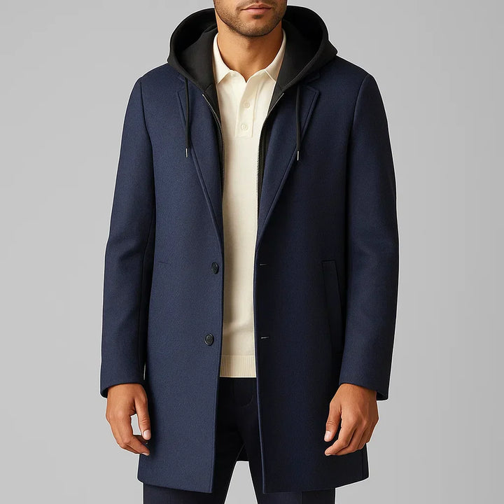 Men's Merino Wool Overcoat – Detachable Hood Winter Coat – view 8