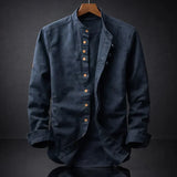 Men's Organic Cotton Shirt – Stand Collar Smart Casual
